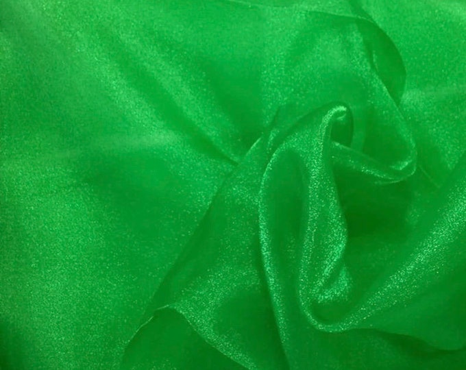 Kelly green  crystal Organza  sheer fabric polyester 58" wide