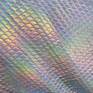 Iridescent pearl Mermaid Hologram Spandex Metallic foil scales Fabric by the yard