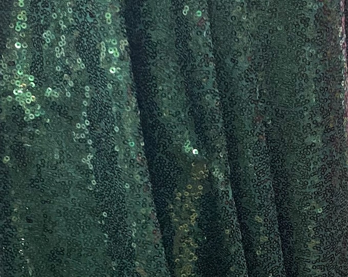 Hunter green glitz Mini Disc Glitz Sequin Fabric /54" Wide By The Yard