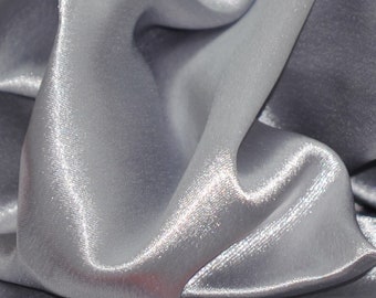 Silver crepe Satin for Dress, wedding Fabric 60" Wide  Sold By the yard