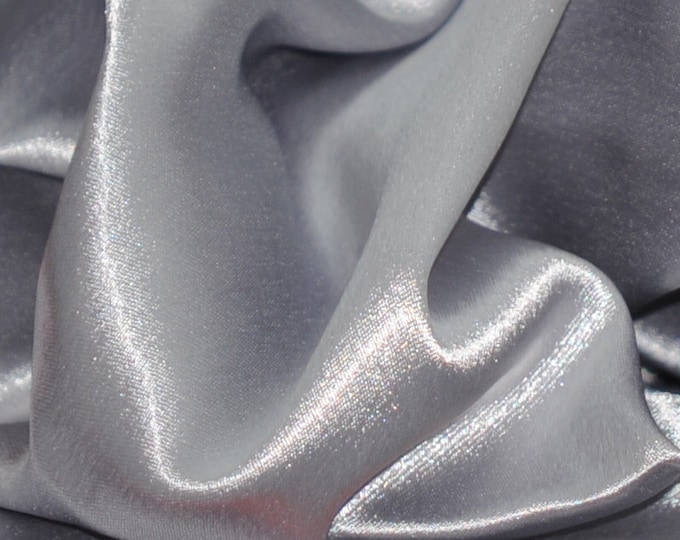 Silver crepe Satin for Dress, wedding Fabric 60" Wide  Sold By the yard