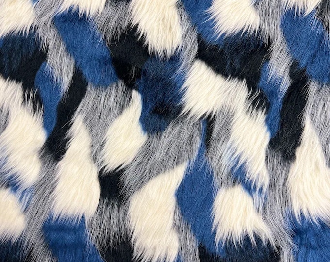 Gray Mix Multi patch Faux Fur upholstery fabric by the yard 58" Wide
