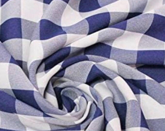 Navy 58/59" Wide 100% Polyester Poplin Gingham Checkered Fabric By The Yard