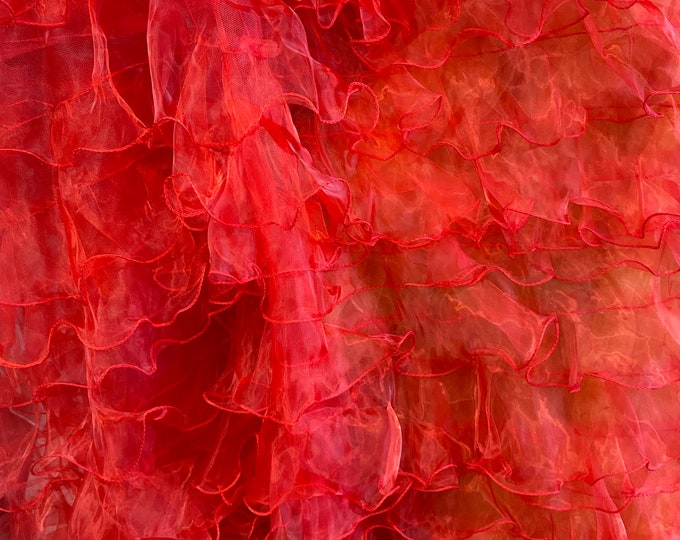 Red Ruffled Organza Fabric Draping Craft Wedding Party Decor   58" wide