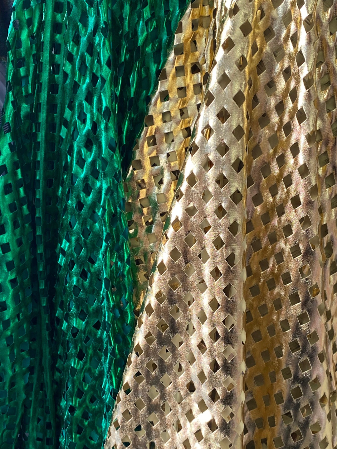 Laser Cut Foil 4 Way Stretch Fishnet Fabric by the Yard 60