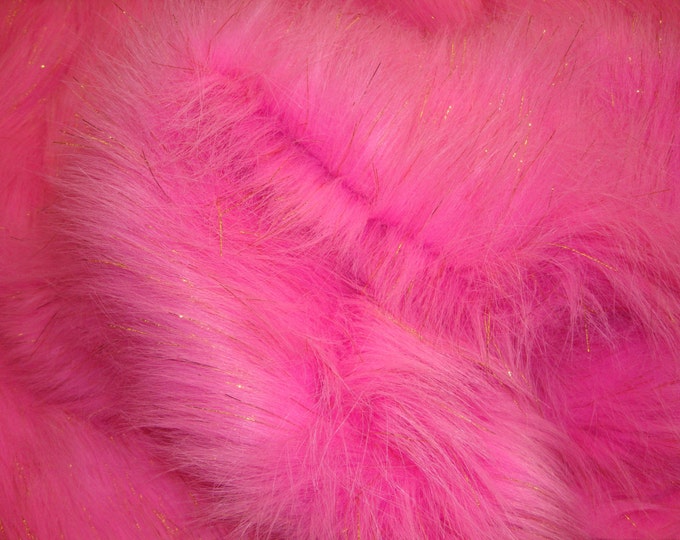 Fur Faux fake Hot Pink  Sparkle Faux Fur Fabric Per Yard 60" wide