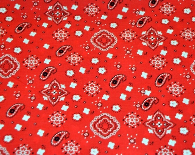 Red bandana cotton print paisley print 58"/59" By yard