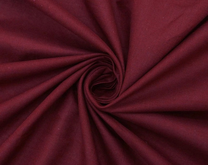 Burgundy  POLY-COTTON Broadcloth 58" wide  dresses, blouses, uniforms, shirts, Clothing