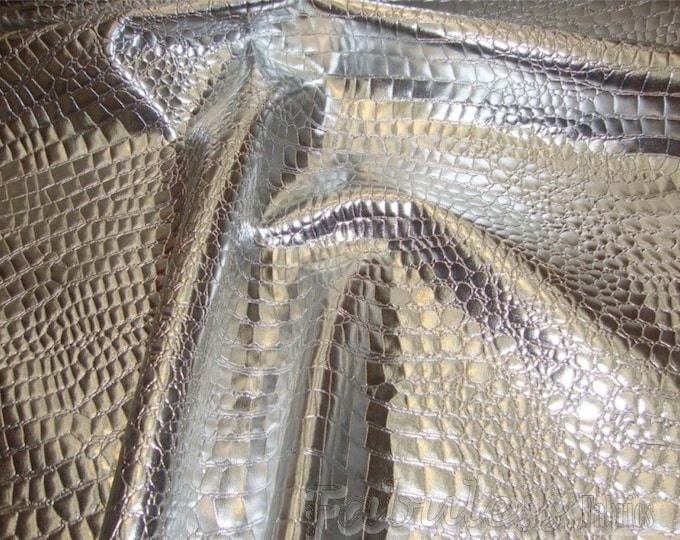 Silver Crocodile embossed Faux vinyl Upholstery vinyl 54” wide