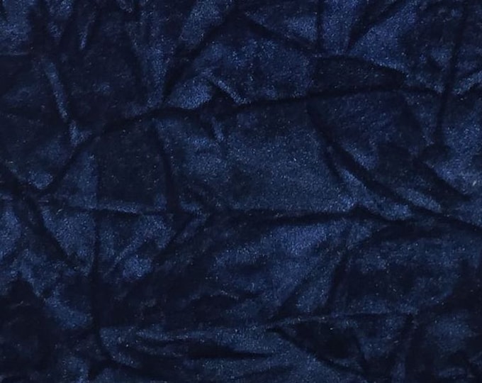 Navy Crushed Velvet distressed wrinkled upholstery drapery Fabric BY THE YARD 58" Wide