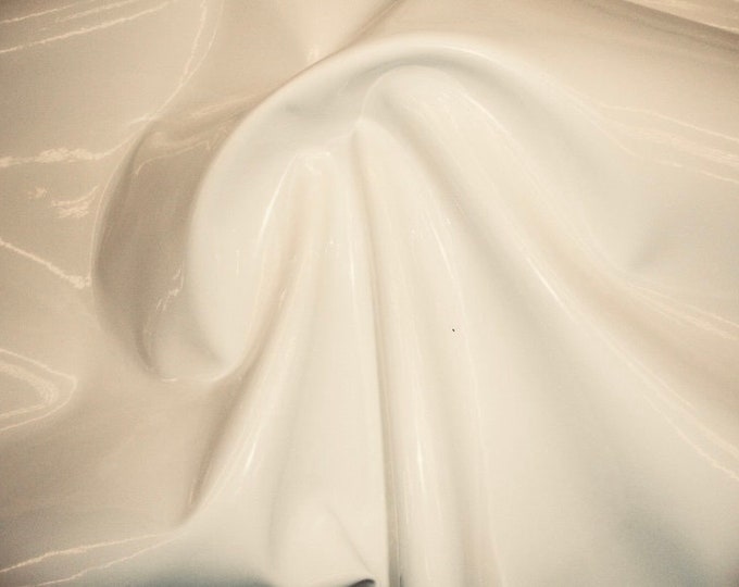 Beige patent faux vinyl leather upholstery fabric by the yard 54" Wide