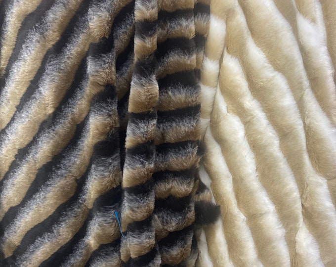 58"  Wide Mink soft short hair 2 Tone Faux Fur Upholstery Fabric by the yard