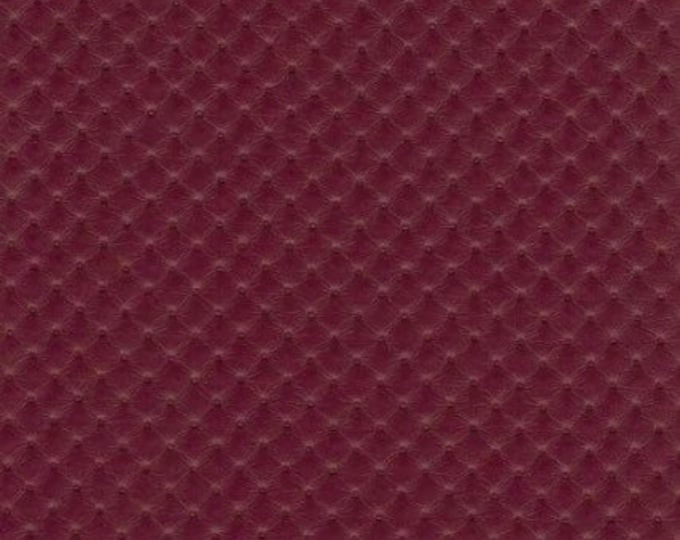 Burgundy semi Perforated Distressed Upholstery Faux Leather vinyl fabric per yard