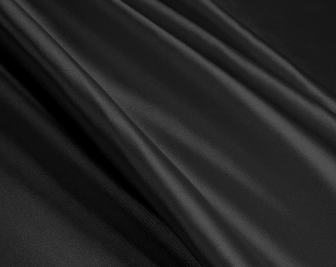 Black Charmeuse Stretch Satin Spandex apparel curtains backdrops wedding