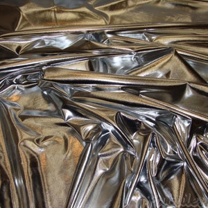 Silver Metallic chorme Foil 4 way Stretch fabric BY THE YARD swimwear dancewear costume 60" Wide