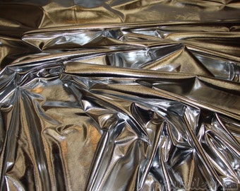 Silver Metallic chorme Foil 4 way Stretch fabric BY THE YARD swimwear dancewear costume 60" Wide