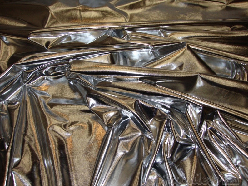 Silver Metallic Foil 4 way Stretch fabric swimwear dancewear 60" Wide image 3