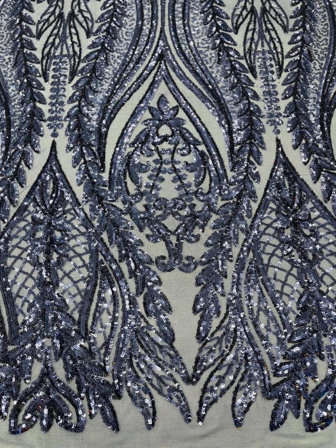 Navy Sequin Lace Fabric by the Yard – Stretch Mesh Glitter Fabric - Etsy