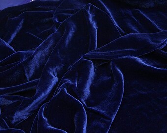 Royal Blue Silk Rayon Velvet Fabric