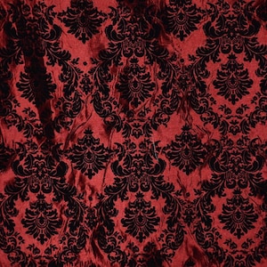 Damask taffeta velvet flocked burgundy dress home decor apparel curtains by the yard