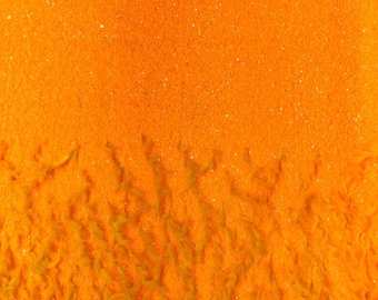 Neon orange sequin stretch velvet with feathers , 4-Way stretch  fabric by the yard 60" Wide