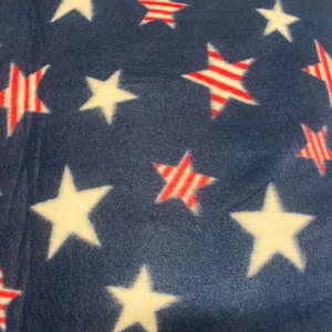 Multiple stars on navy fleece fabric By The Yard 60&quot; Wide