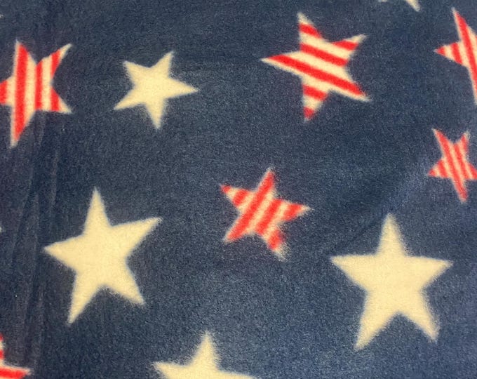 Multiple stars on navy fleece fabric By The Yard 60" Wide
