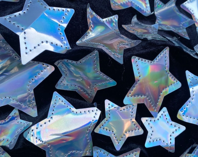 Black Stretch Velvet with silver mirrored star fabric by the yard 60" Wide