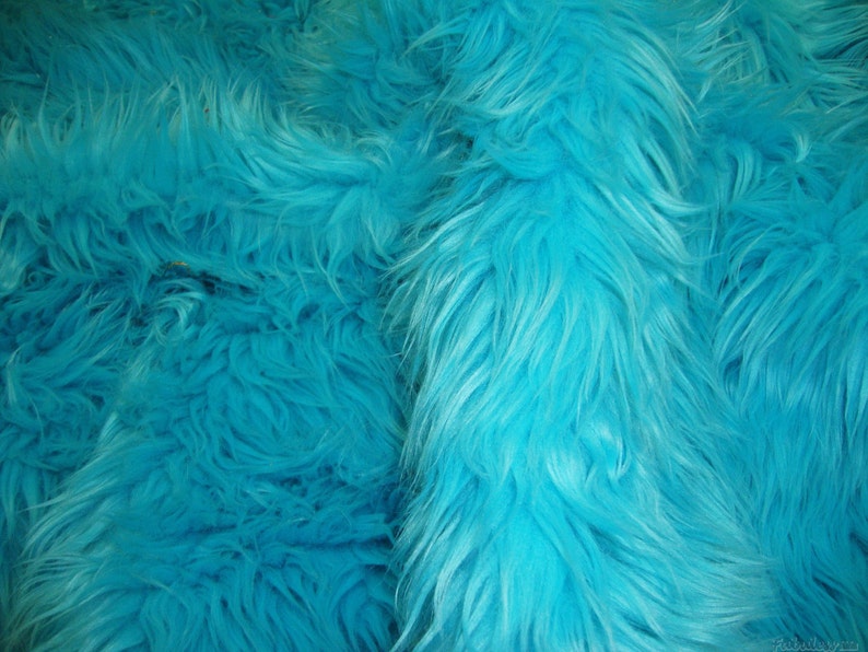 Polar Bear Shaggy Faux Fur Fabric / Turquoise / Sold By The Yard main image 1