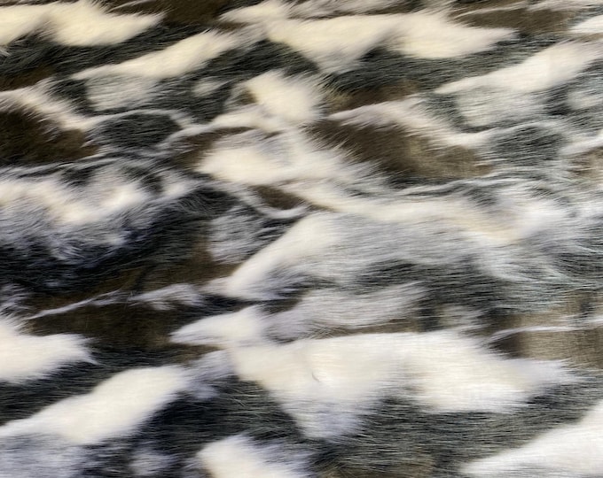 Black/White/brown  Tibetan fox faux fur upholstery fabric 60” wide