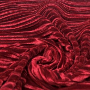 Stretch velvet, Pleated wine, fabric by the yard 60" Wide