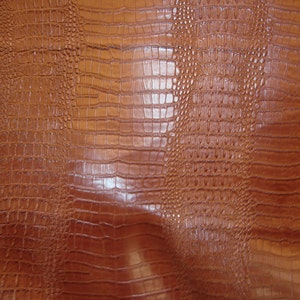 Vinyl upholstery  Faux Leather Crocodile Nile Mocha embossed Faux vinyl fake fabric sold per yard 54&quot; Wide