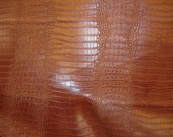 Vinyl Faux Leather Crocodile Nile Mocha embossed Faux vinyl fake upholstery fabric sold per yard 54" Wide