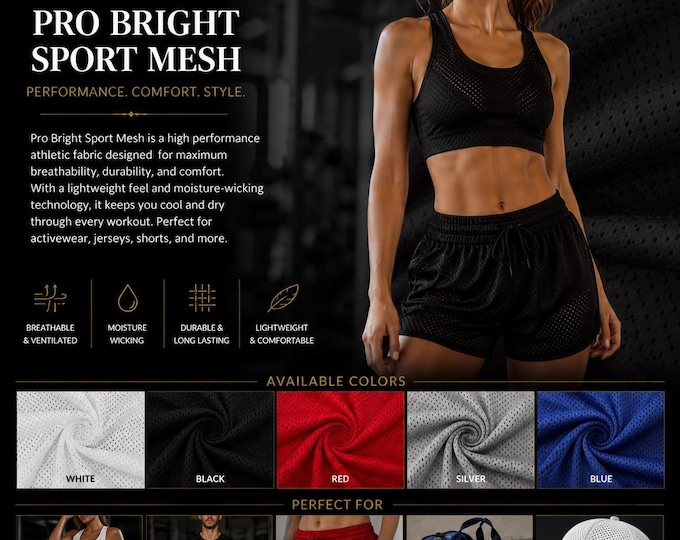 Pro bright sport Mesh Heavy Jersey Fabric by the yard