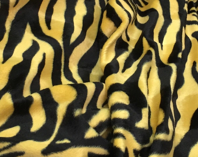 Yellow Zebra Velboa Animal print  Fabric BY THE YARD 60" Wide