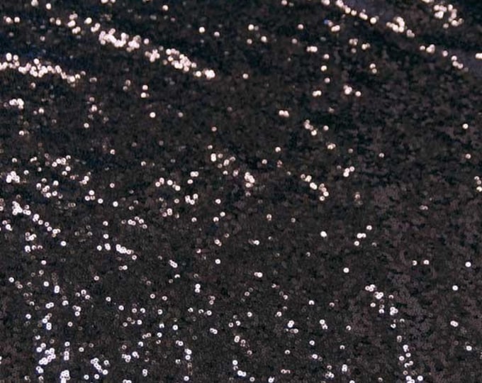 Black Sequin glitz stretch lace Fabric - 54" Wide By The Yard