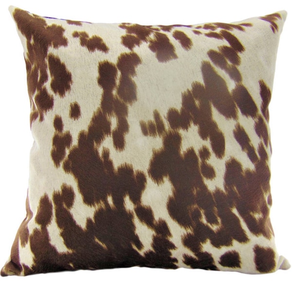 SET OF 2 - Chocolate Brown Cow Hide print velvet Home decor throw pillows 18 by 18 INCH