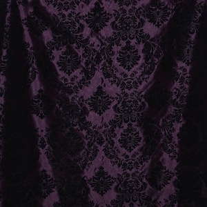 Elegant Damask Taffeta Fabric with Velvet Flocked Design – Wedding & Home Décor Fabric 58” wide