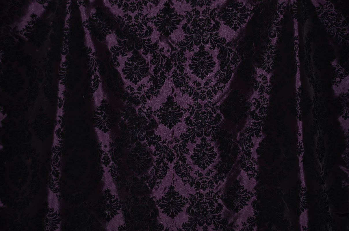 Damask Taffeta Velvet Flocked Plum FABRIC by the YARD - Etsy