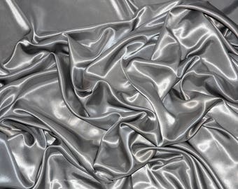 Silver satin polyester fabric  60"wide by the yard
