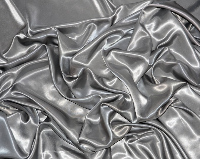 Silver satin polyester fabric  60"wide by the yard