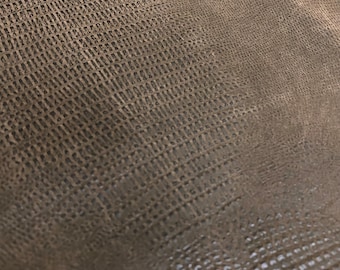 Tapicería de piel sintética de cocodrilo color marrón carbón, tela de vinilo cortada a medida, 54" de ancho