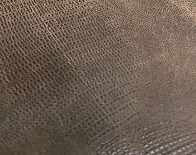 Charbrown Alligator Disressed upholstery Faux Leather Vinyl fabric per yard 54" Wide