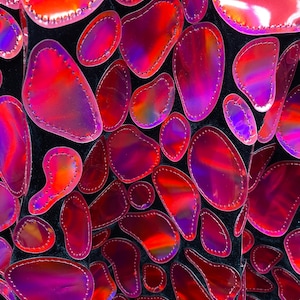 Black Stretch Velvet with fuchsia mirrored circle  dance wear home decor fabric by the yard 60&quot; Wide