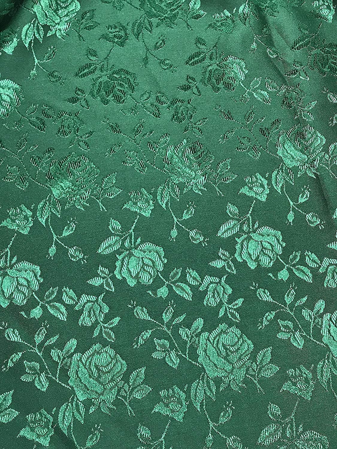 Fabric Mart Direct Chartreuse Jacquard Velvet Fabric By The Yard, 54 inches  or 137 cm width, 1 Yard Green Jacquard Fabric, Flowers Floral, Upholstery