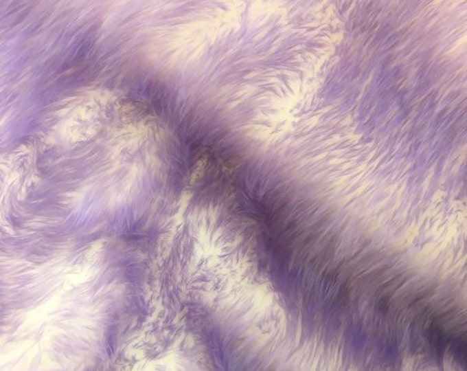 Faux Fur White With lavender Frosted tips fabric 60" Wide sold by the yard
