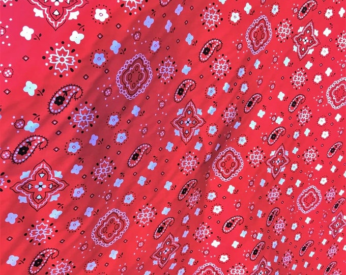 Red Poly Cotton BANDANA print 58"/59" By yard