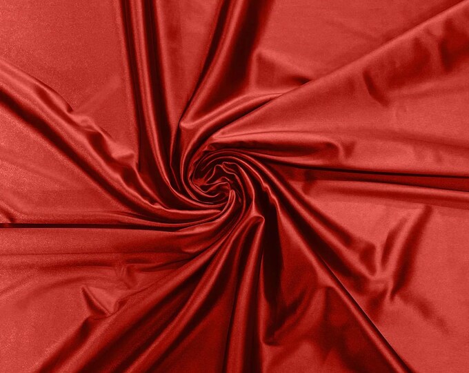 Red Stretch Satin spandex Fabric Bridal Dress 58” Wide sold by The Yard