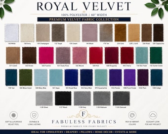 Royal Velvet Fabric by the Yard – Soft Upholstery Velvet Fabric, 60” Wide Velvet Material for Drapery, Dresses, Pillows & Home Decor