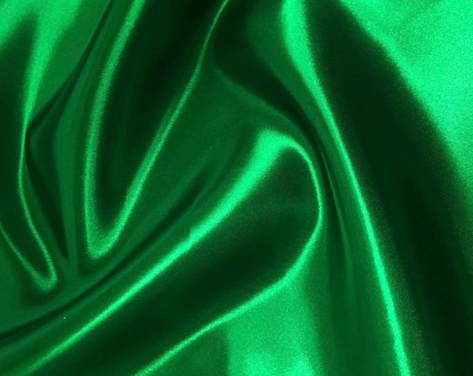 Kelly green bridal shiny satin polyester fabric  60" wide
